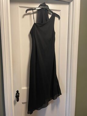 Asymmetrical One-Shoulder Black Dress for Women